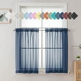 thumbnail image 1 of OVZME Kitchen Sheer Window Curtains 2 Panels Set, Top Dual Rod Pocket Short Dining Curtains Window Treatment for Small Windows/ Bathroom/Cafe/Living Room/Farmhouse, 42x36 inch Navy Blue, 1 of 5