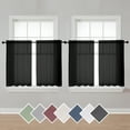 thumbnail image 1 of OVZME Kitchen Sheer Window Curtains 4 Pack,Short Dining Curtains Window Treatment for Small Windows/ Bathroom/Cafe/Living Room/Farmhouse, 40*36in Rod Pocket, Black, 1 of 6