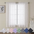 thumbnail image 1 of OVZME Leila Ivory Sheer Curtains 63 Inch Length, Light Filtering Textured Farmhouse Window Curtains for Living Room Nursery Window Drapes with Rod Pocket, Each W40XL63 Inch, Ivory, 1 of 7
