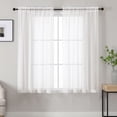 thumbnail image 1 of OVZME Luna 42x54" Ivory Striped Sheer Curtains 2 Panels - Light Filtering Textured Rod Pocket Sheers for Small Half Windows Kitchen Cafe Bathroom, 42"W x 54"L Each, 1 of 7