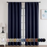 OVZME Navy Blue Blackout Window Curtains 84 inch Length for Bedroom, Thermal Insulated with Rod Pocket, Room Darkening Curtain Drapes for Living Room, W40 x L84 inch, Set of 2 Panels, Navy Blue