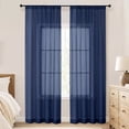 thumbnail image 1 of OVZME Navy Blue Sheer Curtain 2 Panels 96 Inch Length, Rod Pocket Extra Long Voile Window Drapes for High Ceiling Floor to Ceiling, Each 42"Wx96"L, 1 of 9