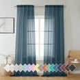 thumbnail image 1 of OVZME Sheer Curtains Extra Long 96 inch 2 Pcs, Casual Style Airy & Breathable with Amount Light Sheer Panels for Patio/Glass Door, Total 84 inch Width, Each W42" x L96", Dusty Blue, 1 of 5