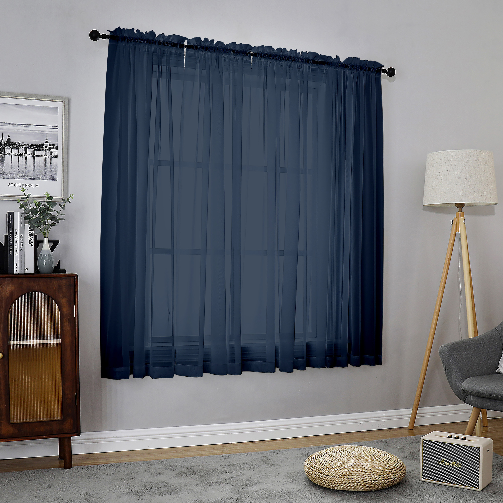 Elegant Comfort Sheer Curtains 2 Piece Set 2 inch Rod Pocket