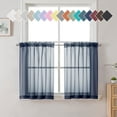 thumbnail image 1 of OVZME Sheer Kitchen Curtain Tiers 2 Pack, Light Filtering Small Curtains Short Bathroom Living Room Cafe Basement Voile Window Curtains, Top Rod Pocket, 42W x 24L Inches, Navy Blue, 1 of 5