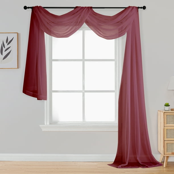 OVZME Sheer Scarf Valances for Windows 216 inch Extra Long, Window