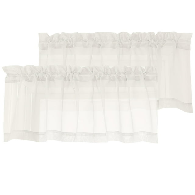 OVZME Sheer Window Curtain Valances 2pcs Set, Light Filtering Kitchen