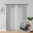 thumbnail image 1 of OVZME Sheer Window Curtains 72 inch Length 2 Pcs- Rod Pocket Living Room Curtain Panels Voile Textured Soft and Lightweight Window Treatments for Bedroom Decor, 42W x 72L inches, Charcoal Grey, 1 of 5