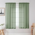 thumbnail image 1 of OVZME Sage Green Crushed Voile Sheer Curtains 63 inch Long 2 Panels, Lightweight Basement Window Shades for Bedroom Living Room,Each 42Wx63L inch, Sage Green, 1 of 7