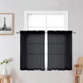 thumbnail image 1 of OVZME Black Sheer Curtains 36in Length, Short Crushed Voile Kitchen Curtians for Small Window Bathroom Cafe Living Room Farmhouse with Rod Pocket,2PCS, 42W x 36L inch, Black, 1 of 7