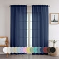 thumbnail image 1 of OVZME Troy Sheer Curtains 84 inch Length 2 Panels Set, Lightweight Soft Texture Crushed with Rod Pocket Balance Privacy Semi Sheer Curtains and Drapes for Living Room Bedroom, 42Wx84L inch Navy Blue, 1 of 7