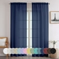 thumbnail image 1 of OVZME Troy Sheer Curtains 96 inches Long 2 Panels,Rod Pocket Farmhouse Long Crushed Curtains Lightweight Soft Breathable Texture Decorations for Bedroom Living Room,Each 42Wx96L inch Navy Blue, 1 of 7