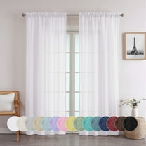 OVZME Troy White Crushed Sheer Curtains 84 inches Long 2 Panels, Light Filtering Privacy Solid Texture Curtains with Rod Pocket Soft Breathable Window Treatments for Bedroom Living Room, 42Wx84L