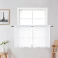 thumbnail image 1 of OVZME Troy White Sheer Curtains 24 inch Length 2 Panels Set, Light Weight Crushed Semi Kitchen Curtains Tiers, Rod Pocket Decor Short Curtains for Kitchen/Cafe/Bedroom/Living Room, Each 42Wx24L inch, 1 of 7