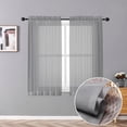 thumbnail image 1 of OVZME 42x54 Grey Sheer Curtains 2 Pack, 54" Long Short Voile Curtains for Kitchen Home Office, Rod Pocket Window Treatment, Each 42"Wx54"L, 1 of 6