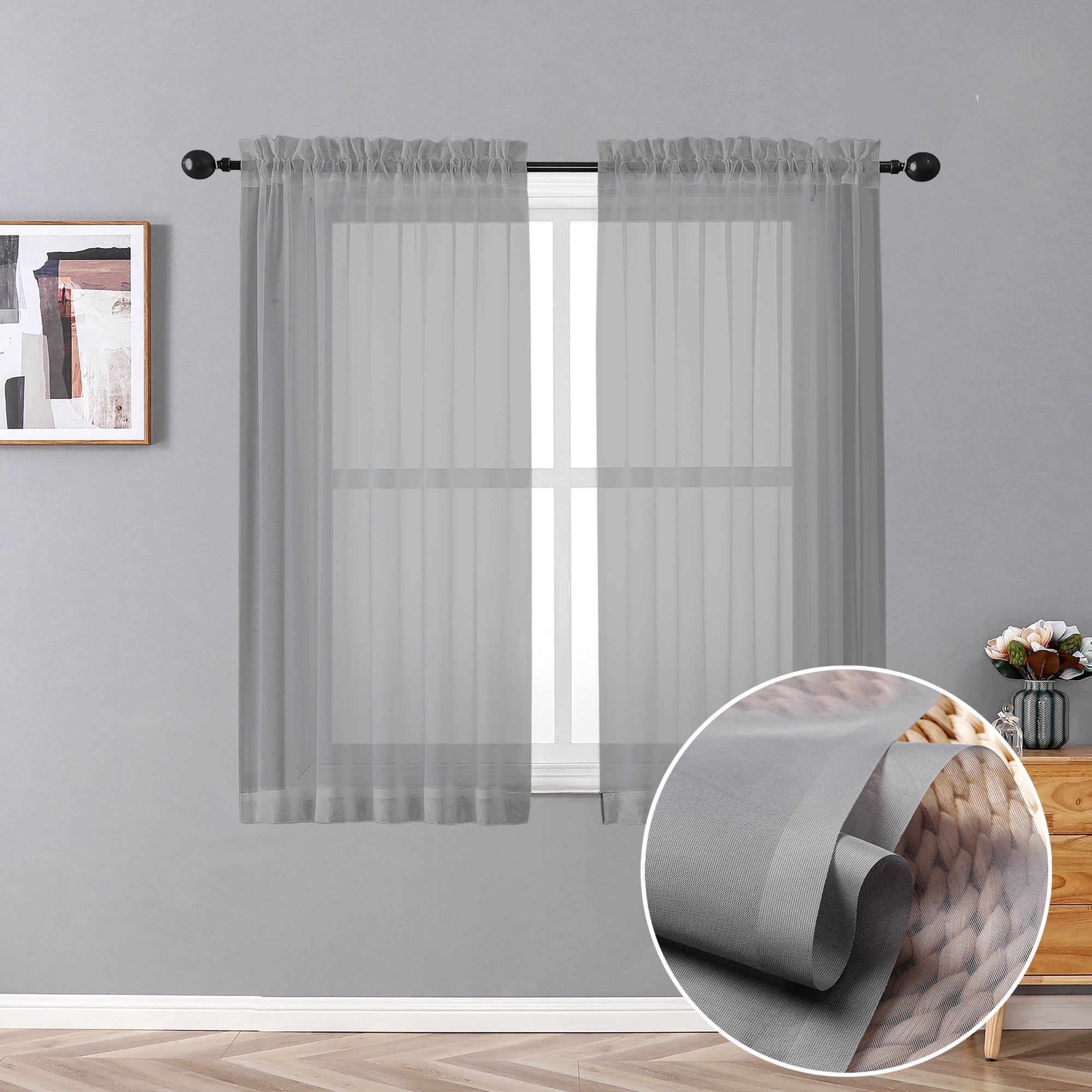 Window Shier 54 Long Sheer Curtain Panels