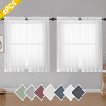 thumbnail image 1 of OVZME White Sheer Curtains 4 Panels, Short Voile Drapes for Kitchen Dinning Small Windows Kids Room Bathroom Living Room Bedroom, Rod Pocket, Total 2 Pairs 160" Width, Each 40W x 54L Inches, 1 of 6