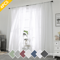 OVZME White Sheer Curtains 84 Inch Length 4 Panels, Semi Transparent Voile Rod Pocket Sheer Window Drapes for Bedroom Bed Canopy Living Room Dining Wedding Party Backdrop, 4 Pack of 40W x 84L inch