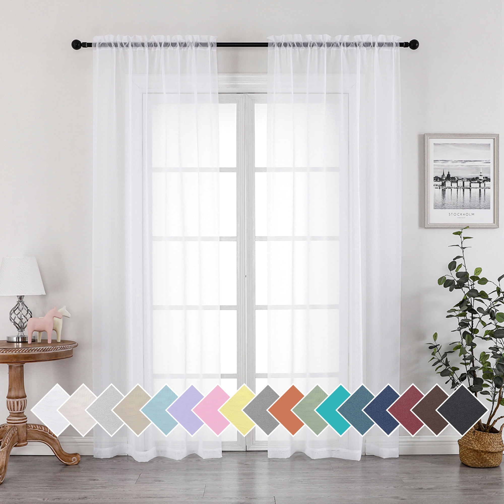 Walmart Coupons of OVZME White Sheer Curtains 84 inch Length 2 Panels Set, Semi Transparent Voile Rod Pocket Sheer Window Drapes for Bedroom Living Room Dining Wedding Party Backdrop, 42W x 84L inch - Shop  Black Friday Deals for 2024!