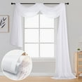 thumbnail image 1 of OVZME White Sheer Scarf Valances for Windows 216 inch Extra Long, Window Scarf Drapes Rod Pocket Backdrop for Wedding Arch Draping/Party/Canopy Bed/Living Room, 1PC, 42 inch Width, 18 Feet Length, 1 of 6