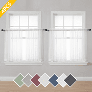 OVZME White Window Sheer Curtain Tiers 36in Length Set of 4, Short Voile Curtians for Small Window Bathroom Cafe Living Room Farmhouse, 4PCS, 40W x 36L inches, White