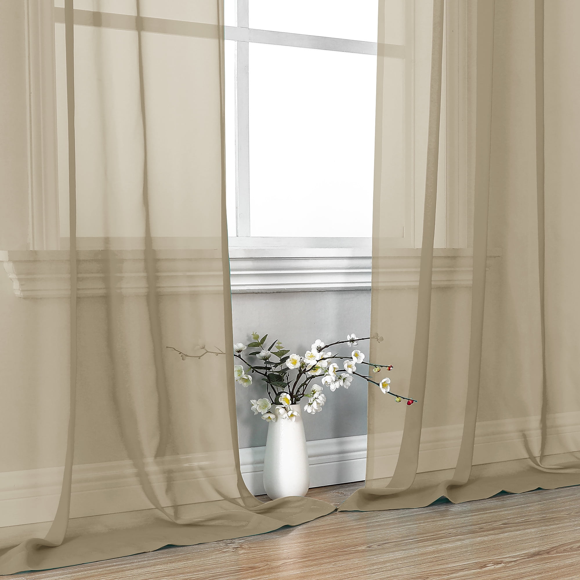 OVZME Window Sheer Curtains 84 inch Lengh 2 Panels for Living Room Privacy Semi Sheer Window Drapes (图1)