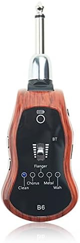 OW Portable Guitar Headphone Amp Synthesizer Pocket Guitar Plug Guitar Amplifier Rechargeable for Electric Guitar with Bluetooth Receiver Support 5 Effects: Clean/Chorus/Flanger/Metal/Wah