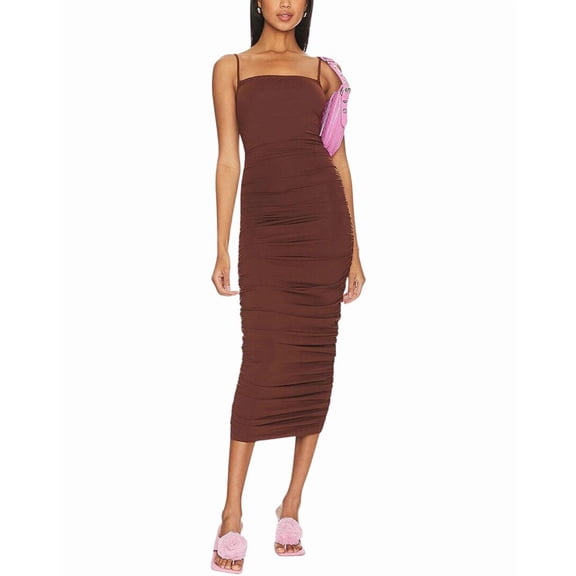 OW womens  Ezra Midi Dress, xs, Brown