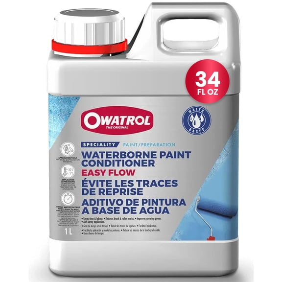 OWATROL Easy Flow Paint 34 Oz - Additive Premium, Medium for Acrylic Paint Pouring Art, Water-Based Acrylic Paint Conditioner to Eliminate Brush and Roller Marks