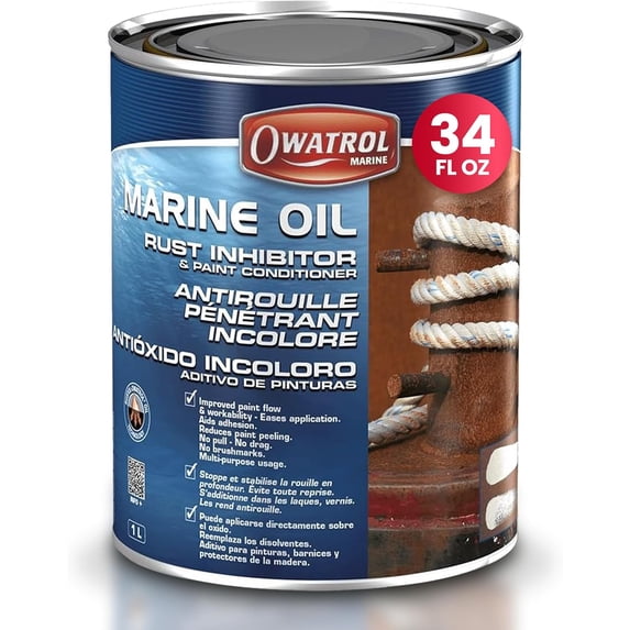 OWATROL Marine Oil Metal Rust Inhibitor & Paint Conditioner 34 Oz - Deep Penetrating Rust Inhibitor for Boats, Improves Paint Flow, Prevents Peeling, Safe on Hulls, Tanks, and Metal Surfaces