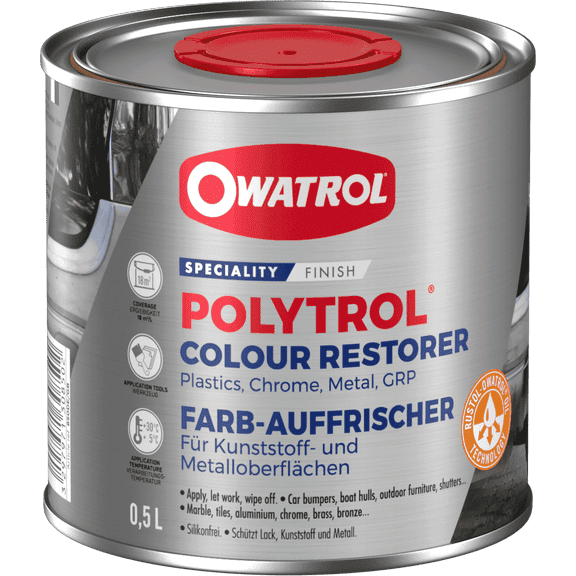 OWATROL Polytrol Plastic Restorer for Cars & Trim 0.53 US Quart – Color Restorer for Exterior Plastic, Car Bumpers, Black Trim & Chrome – Penetrating Oil to Restore Faded Plastic and Surfaces