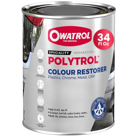 1L - OWATROL Polytrol Plastic Restorer for Cars 34 Oz, Color Restorer, Car Bumpers, Chrome, Penetrating Oil for Multipurpose, Metals to Restore Faded Plastic and Surfaces