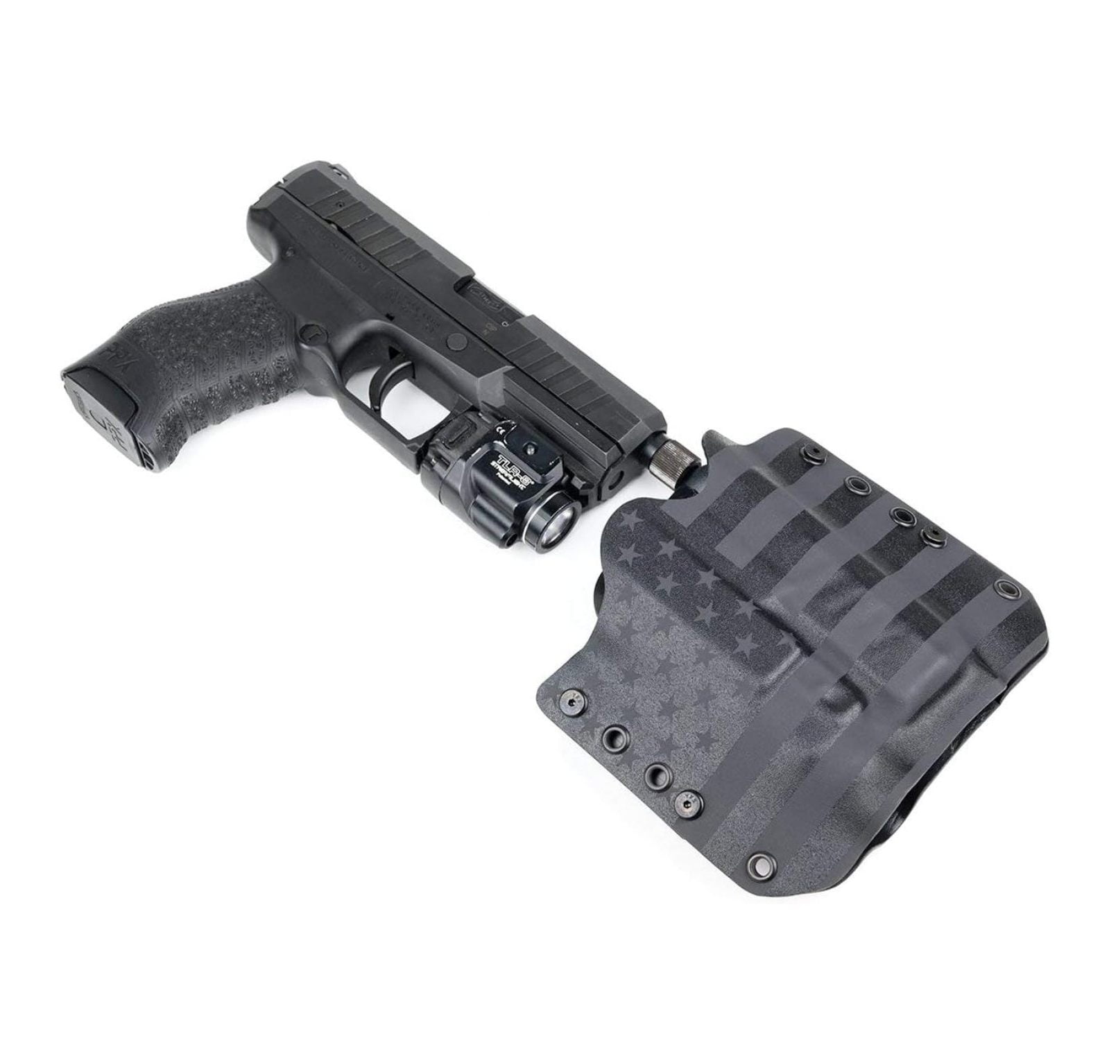 OWB Holster For HK VP9 With TLR-8/8A/8G Light - Kydex Outside Waistband Right-Hand Carry, Stealth Black - View #2