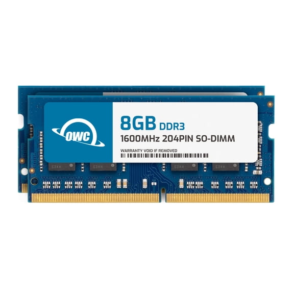 OWC 16GB (2x8GB) DDR3 1600 PC3-12800 CL11 2Rx8 204-pin 1.5V Non-ECC SODIMM Memory RAM Module Kit