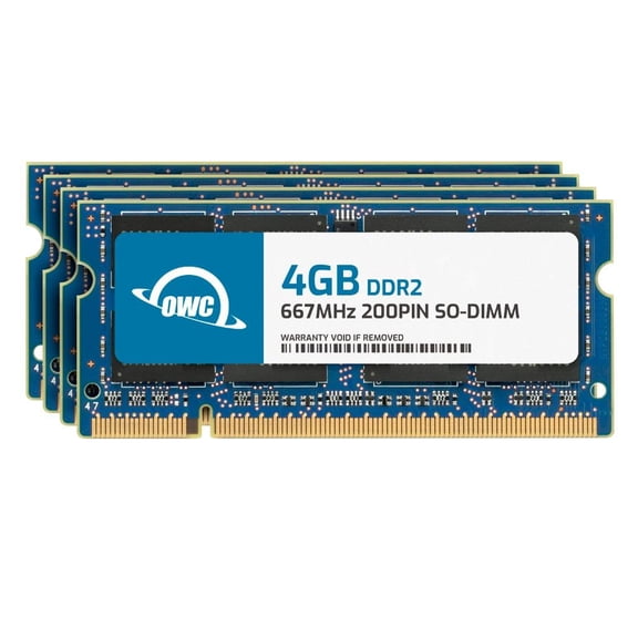 OWC 16GB (4x4GB) DDR2 667 PC2-5300 CL5 2Rx8 200-pin 1.8V Non-ECC SODIMM Memory RAM Module Upgrade Kit for Select Laptops or All-in-One Systems