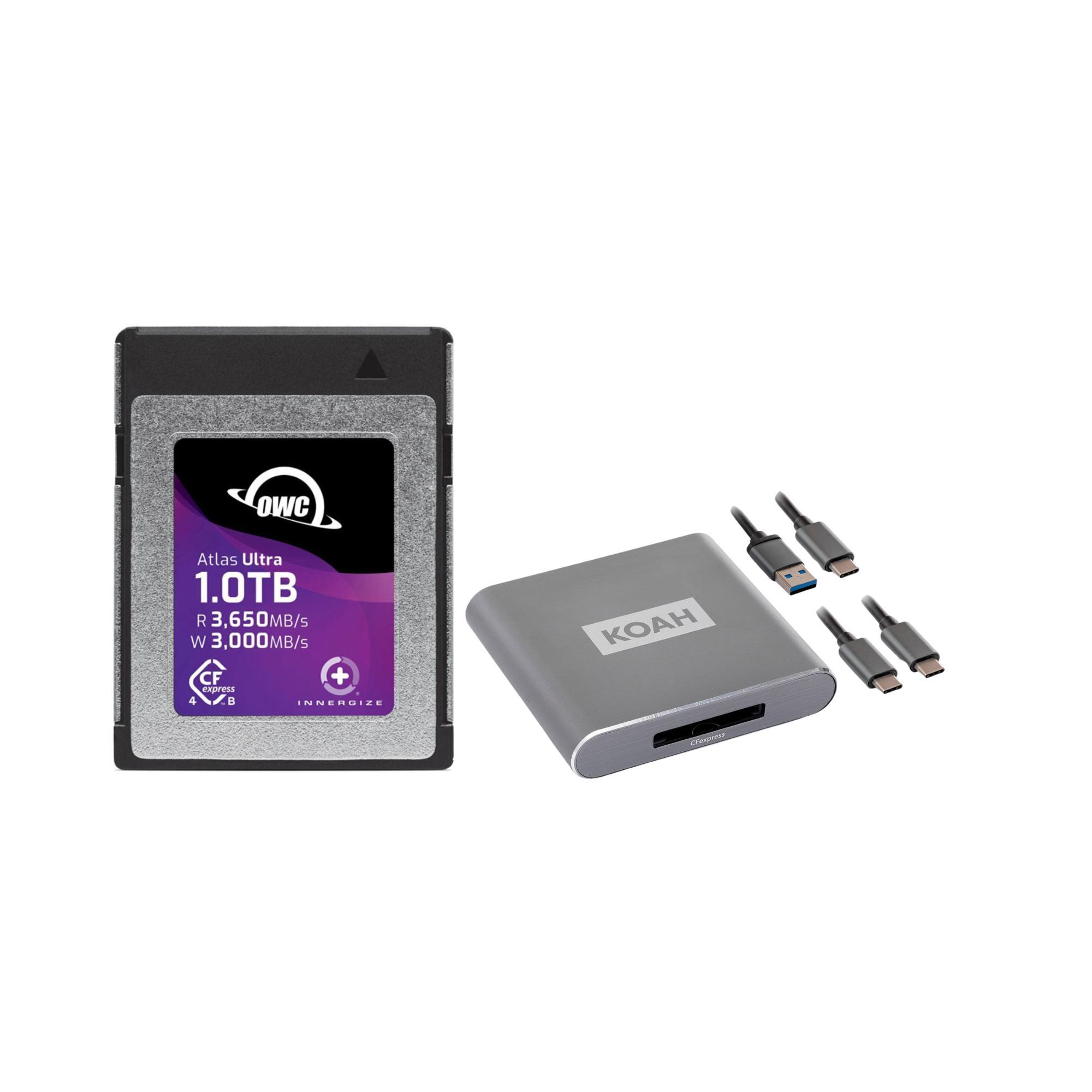 OWC 1.0TB Atlas Ultra CFexpress 4.0 Type B Memory Card with Card Reader and Cables OWC 1.0TB Atlas Ultra CFexpress 4.0 Type B Memory Card with Card Reader and Cables