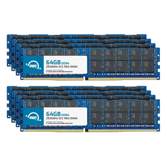 OWC 512GB (8x64GB) DDR4 2933MHz PC4-23400 CL21 2RX4 ECC Registered RDIMM 1.2V 288-pin Memory RAM Upgrade for Server