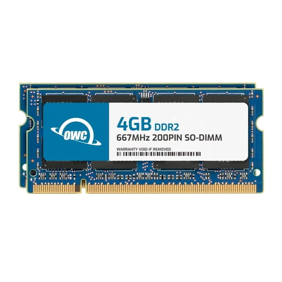 OWC 8GB (2x4GB) DDR2 667 PC2-5300 CL5 2Rx8 200-pin 1.8V Non-ECC SODIMM Memory RAM Module Upgrade Kit for Select Laptops or All-in-One Systems
