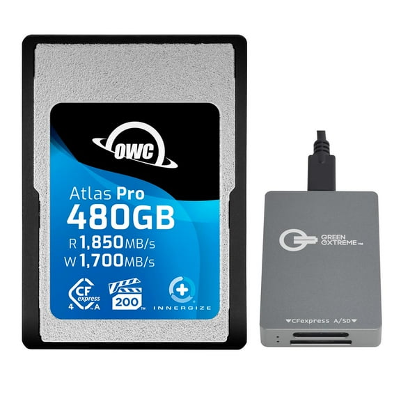 OWC / Other World Computing Atlas Pro 480GB CFexpress Type-A 4.0 Memory Card with USB-C 3.2 Gen 2 CFexpress Type-A and SD UHS-II Memory Card Reader