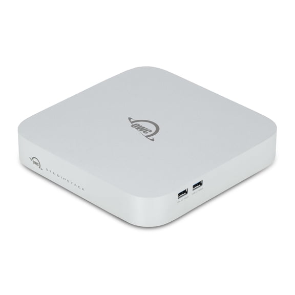 OWC StudioStack 4TB NVMe SSD Thunderbolt 5 dual-drive hybrid storage and connectivity hub that perfectly stacks with Mac Studio and 2018-2023 Mac minis. Also compatible with other Mac and PC devices