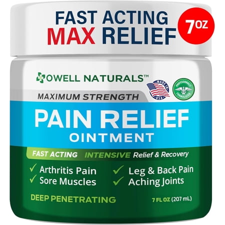OWELL NATURALS Maximum Strength Deep Penetrating Relieving Ointment for Aches, Neuropathy, Joint, Muscle, Back, Knee, Feet, Hand, Ankle, Restless Legs, Shoulder (7 OZ)
