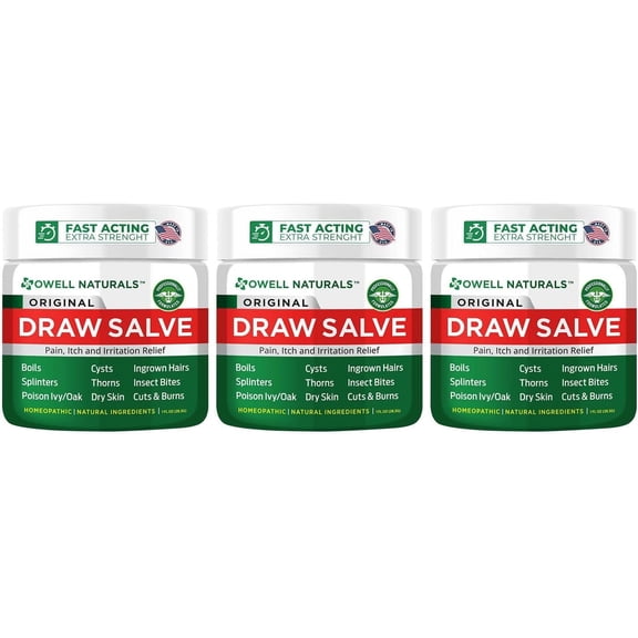 OWELL NATURALS Drawing Salve Ointment, 3 oz, Botanical Skin Care Balm with Beeswax and Essential Oils, Moisturizing Skin Support for Dry, Rough and Irritated Areas