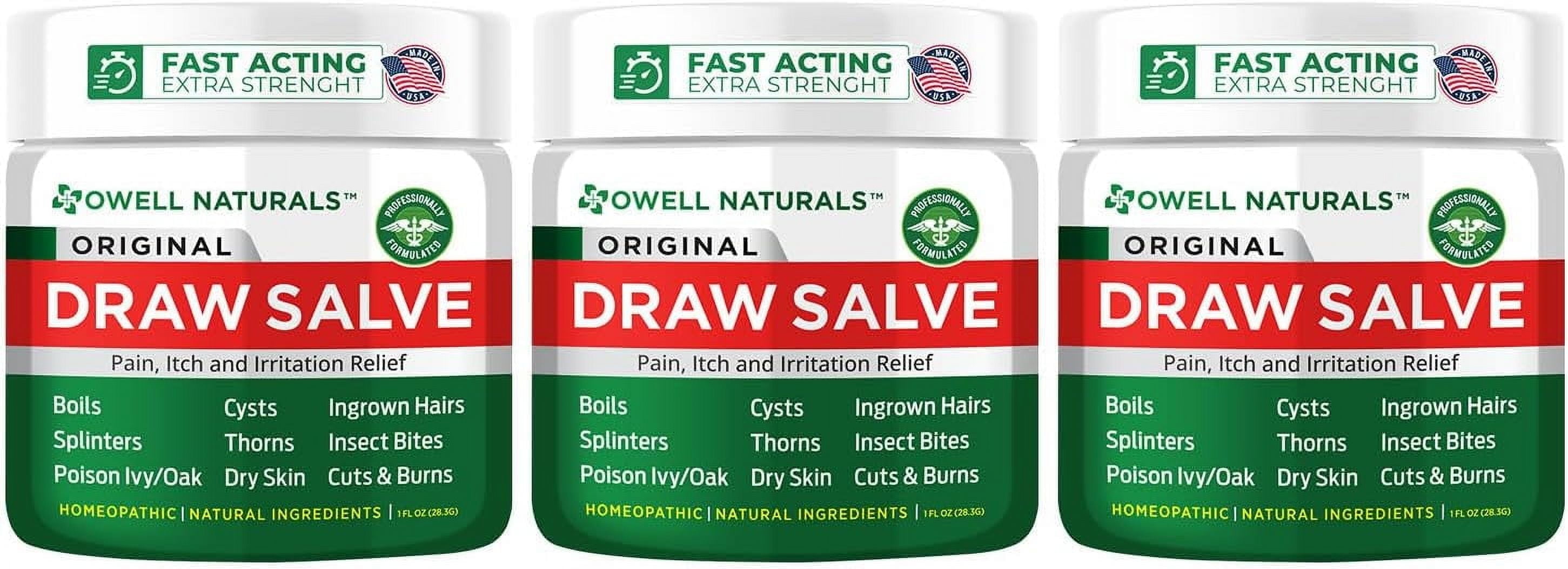 OWELL NATURALS Drawing Salve Ointment, 3oz, ingrown Hair Treatment, Boil & Cyst, Splinter Remover, Bug and Spider Bites, bee Sting, Mosquito bite Itch