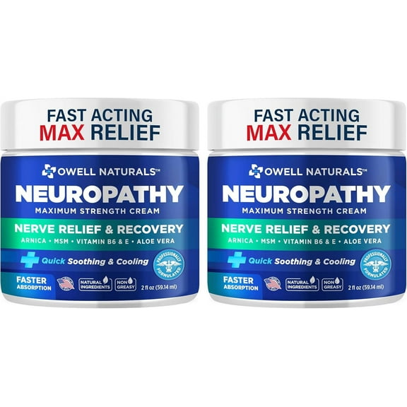 OWELL NATURALS Neuropathy Nerve Relief Cream, 2 Oz (Pack of 2)