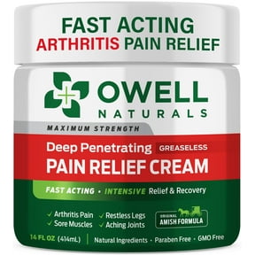 OWELL NATURALS Relief Cream - 14oz - Maximum Strength All Natural Discomfort Reliever for Joint, Muscle, Knee, Back, Neuropathy - 11 Powerful Ingredients