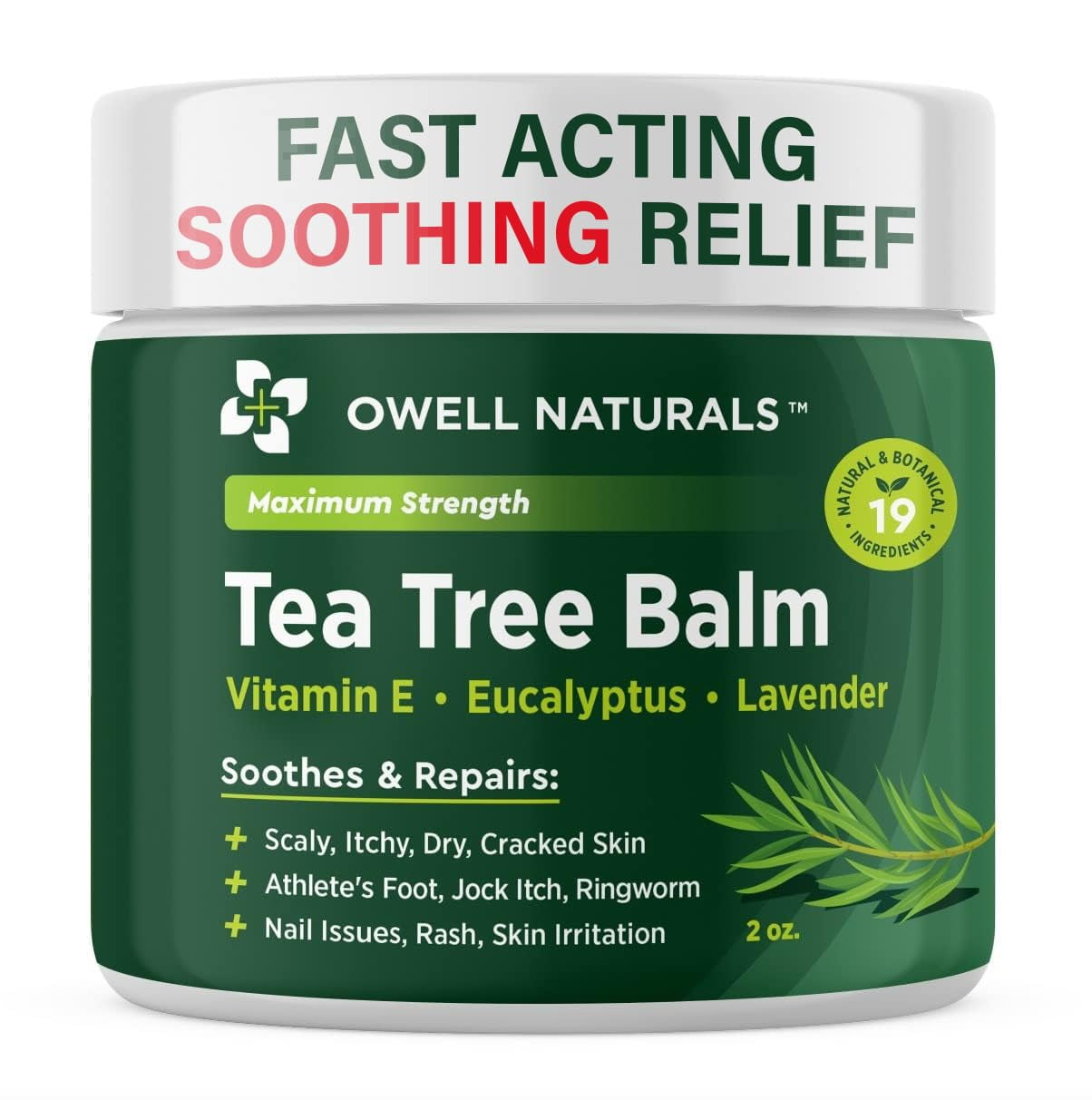 Owell Naturals Tea Tree Balm Dry Cracked Skin, Feet, Heel, 2 Fl Oz