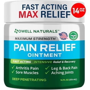 OWELL Naturals Relief Ointment - 14 oz - Maximum Strength All Natural Discomfort Reliever for Joint, Muscle, Knee, Back, Neuropathy - 5 Powerful Ingredients