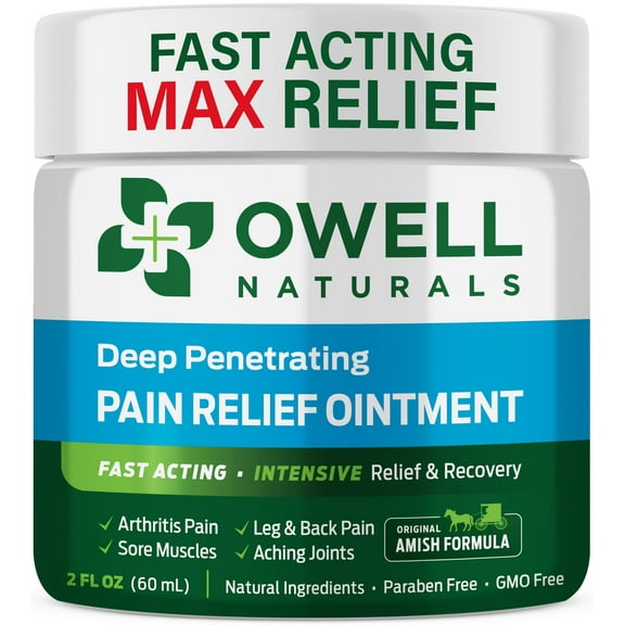 OWELL Naturals Relief Ointment - 14 oz - Maximum Strength All Natural Discomfort Reliever for Joint, Muscle, Knee, Back, Neuropathy - 5 Powerful Ingredients