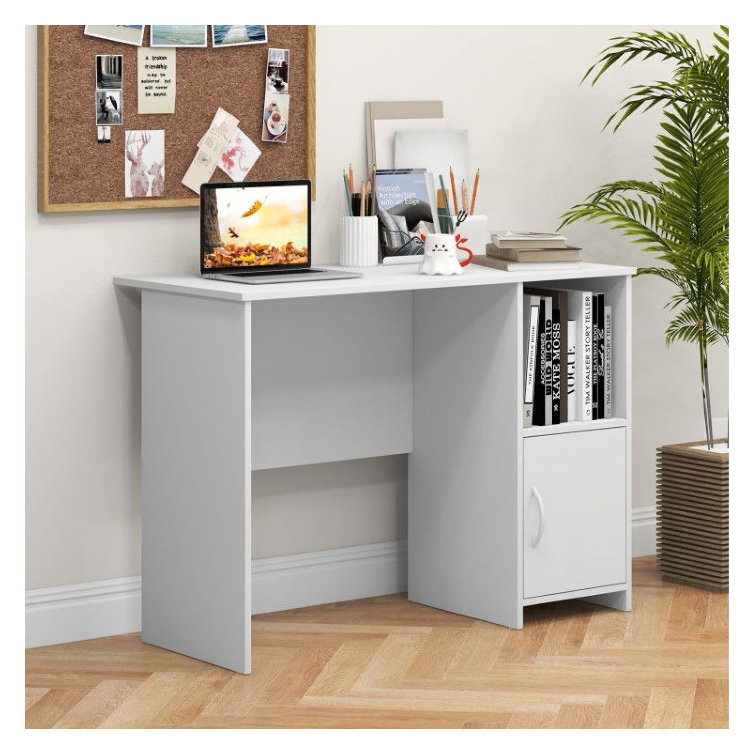 OWENE Modern Computer Desk - Built-in Cabinet, Stylish Design, Spacious ...