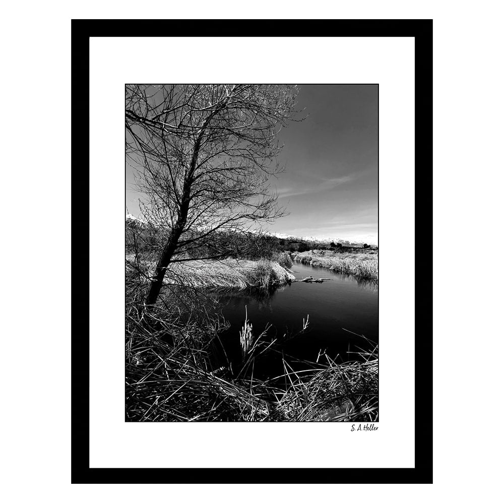Owens River Black and White Framed Print for Kids